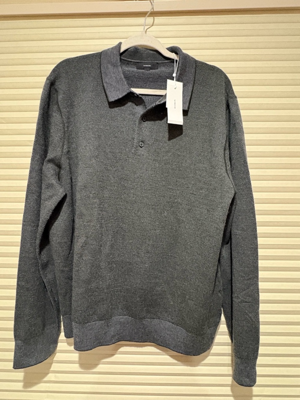 Vince Charcoal Knit Polo Top